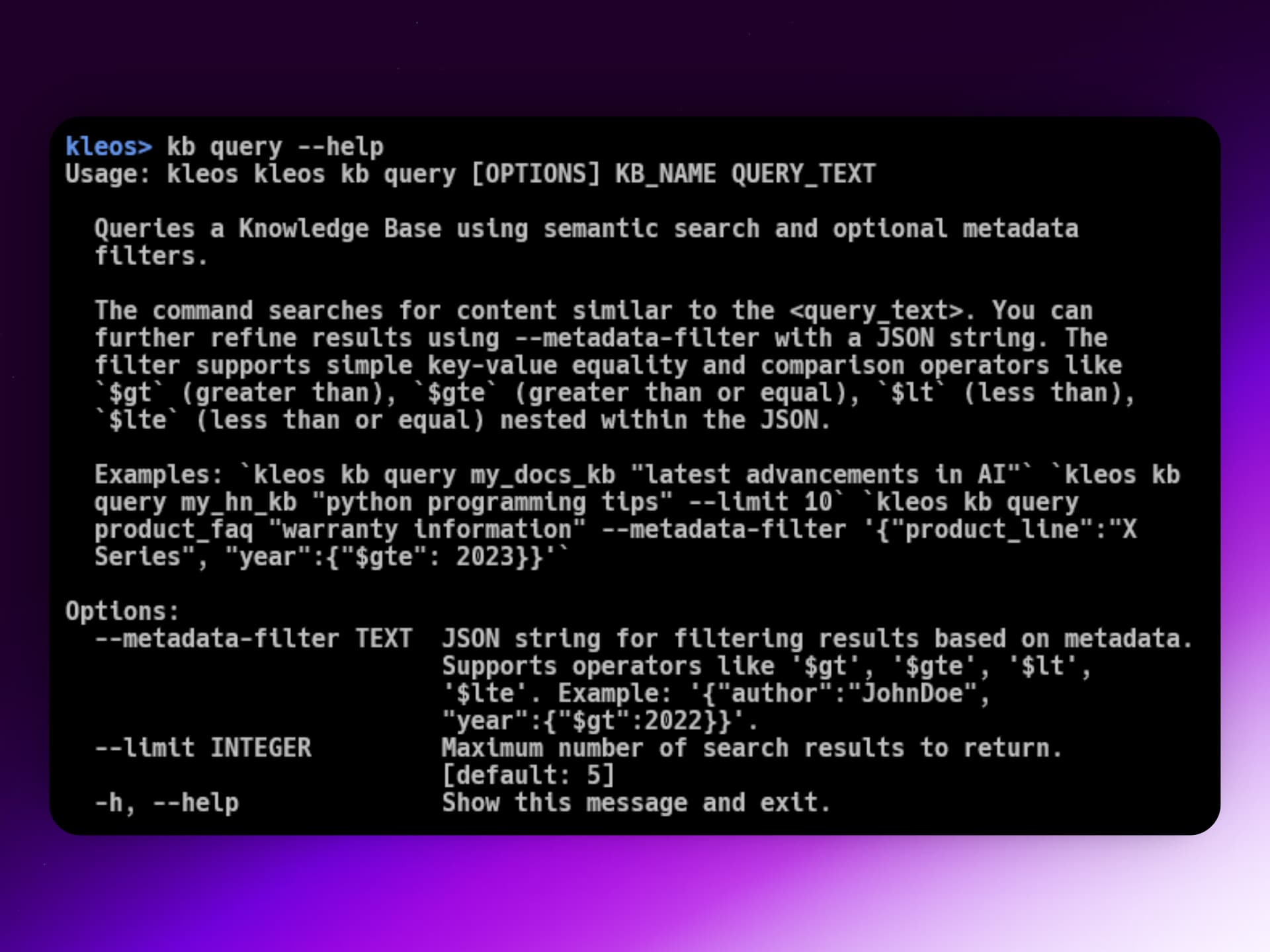 Kleos KB query