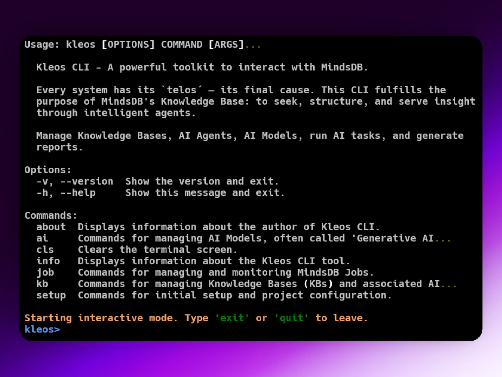 Kleos Commands